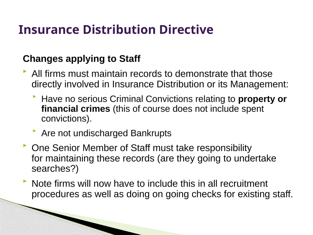 Insurance Distribution Directive Alan Chandler, - slide 19 of 44