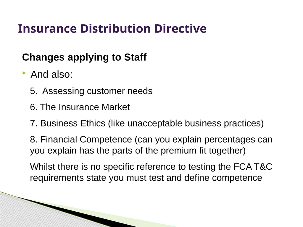 Insurance Distribution Directive Alan Chandler, - slide 22 of 44