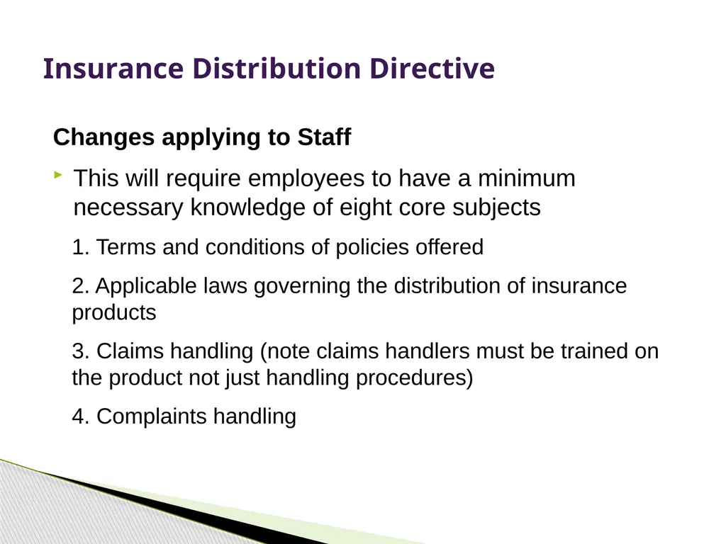 Insurance Distribution Directive Alan Chandler, - slide 21 of 44