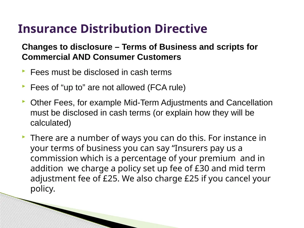 Insurance Distribution Directive Alan Chandler, - slide 13 of 44