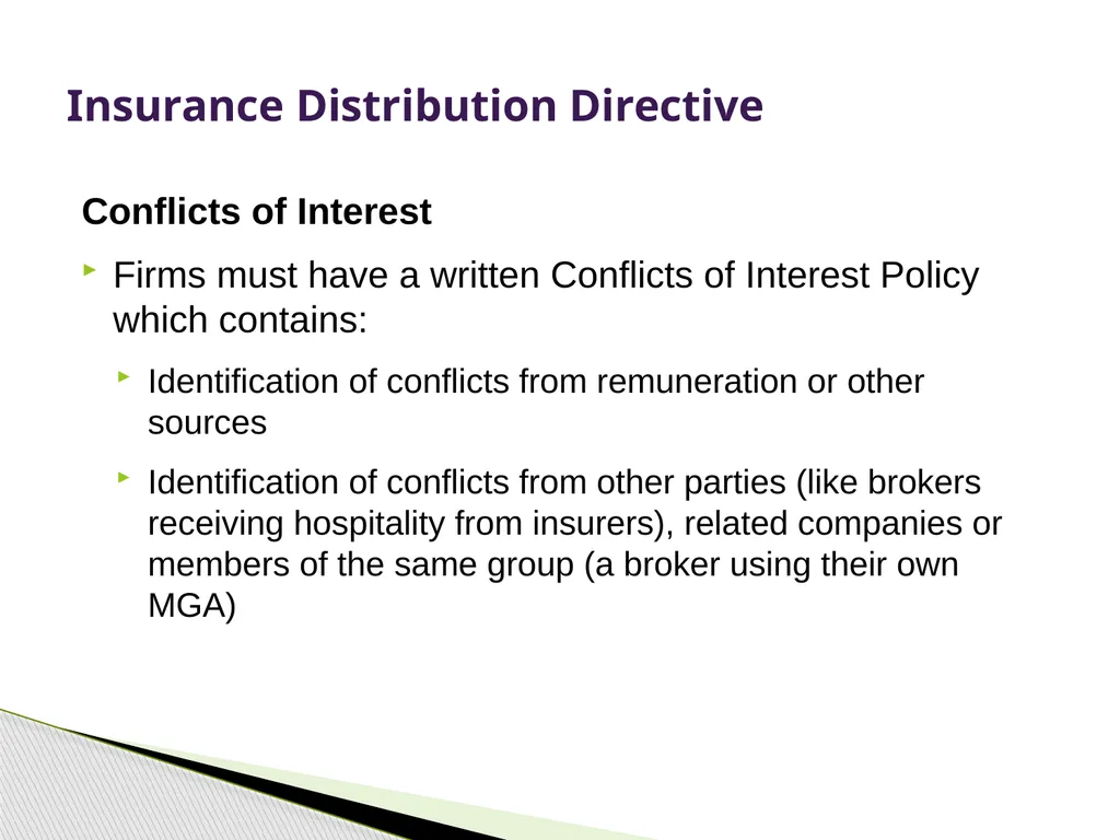 Insurance Distribution Directive Alan Chandler, - slide 24 of 44