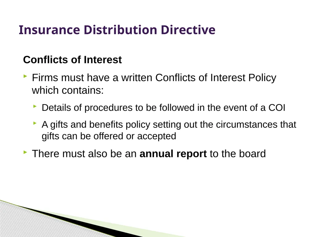 Insurance Distribution Directive Alan Chandler, - slide 25 of 44