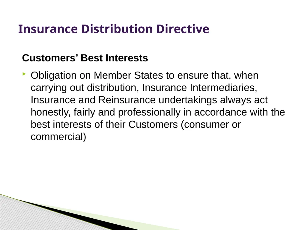 Insurance Distribution Directive Alan Chandler, - slide 26 of 44