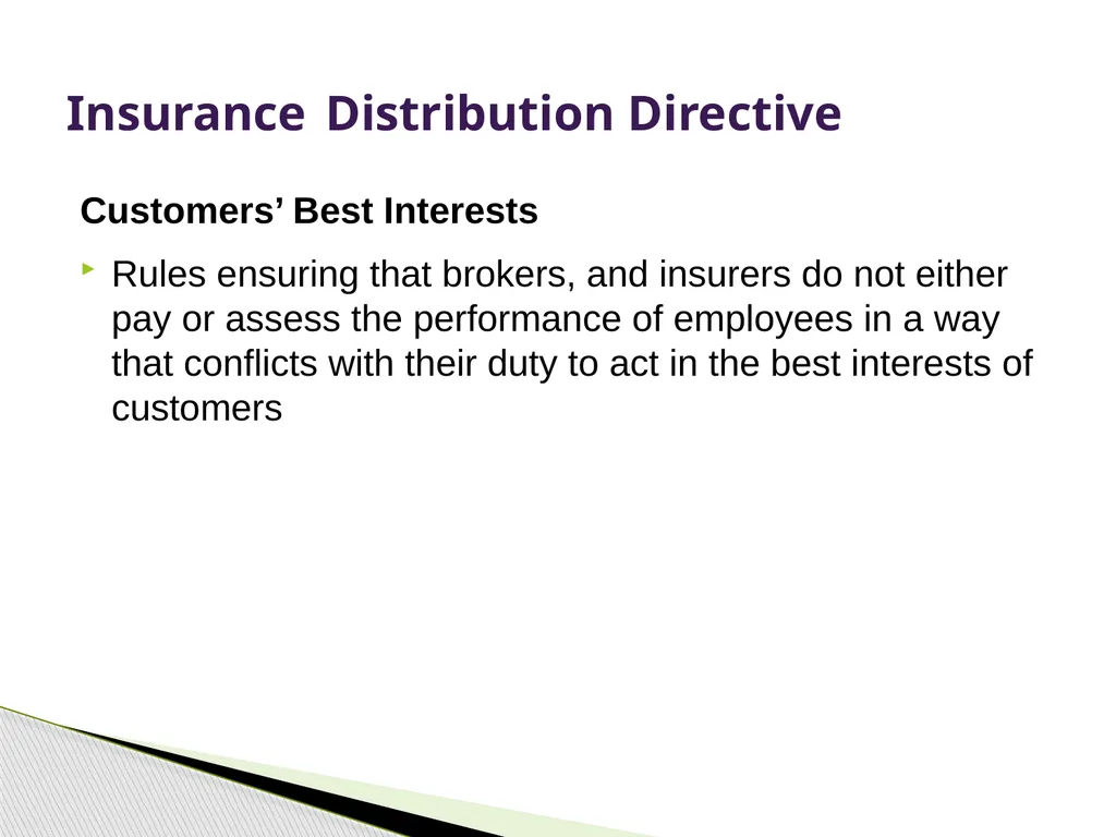 Insurance Distribution Directive Alan Chandler, - slide 27 of 44