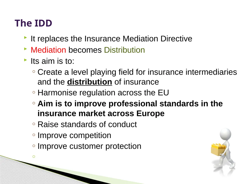 Insurance Distribution Directive Alan Chandler, - slide 6 of 44
