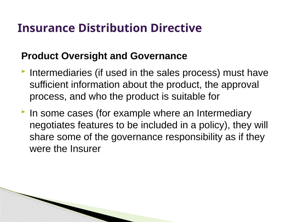 Insurance Distribution Directive Alan Chandler, - slide 37 of 44