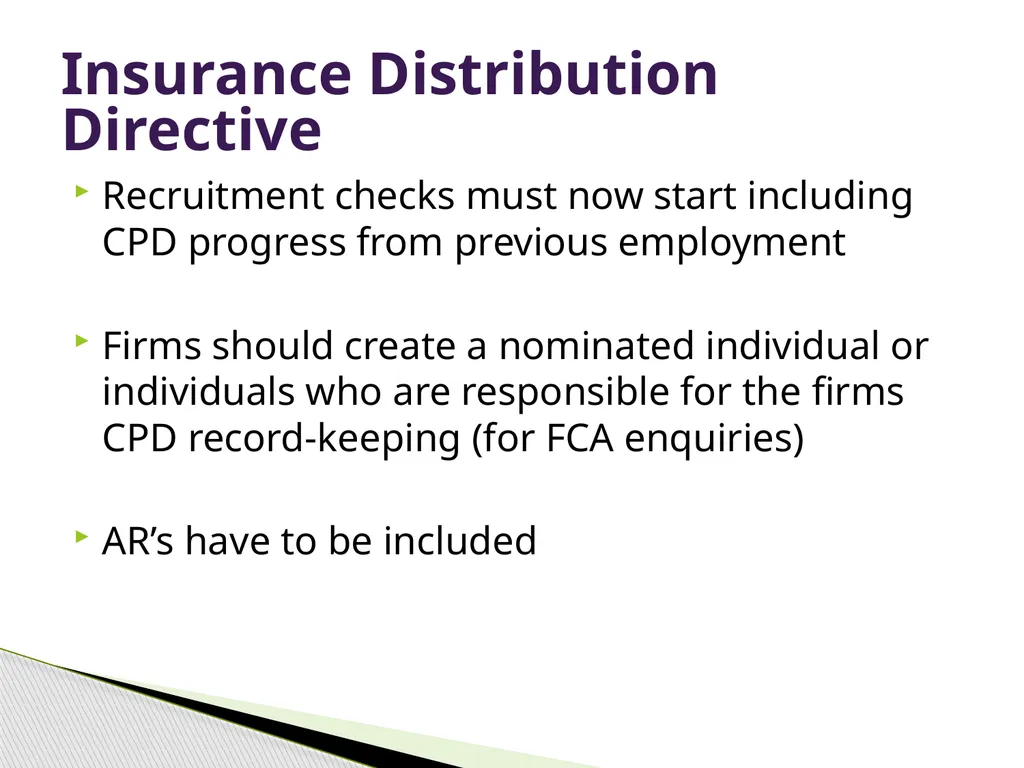Insurance Distribution Directive Alan Chandler, - slide 23 of 44