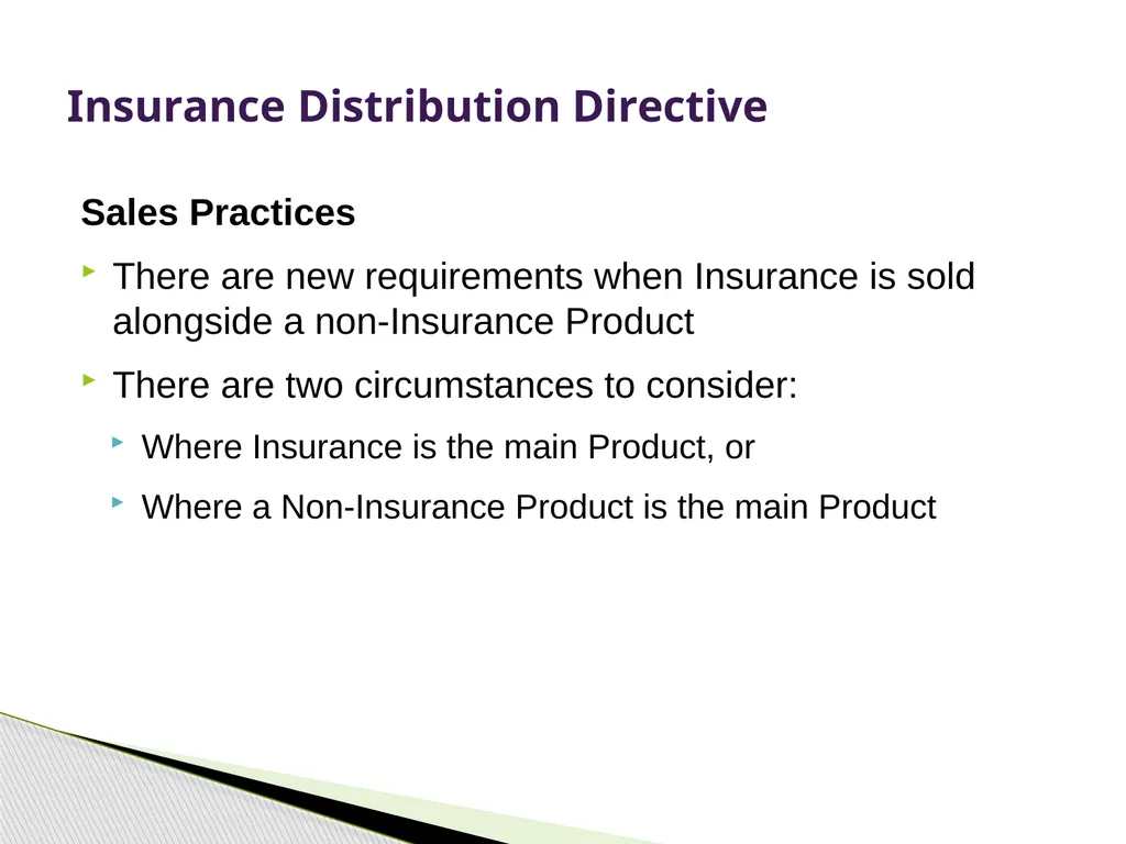 Insurance Distribution Directive Alan Chandler, - slide 38 of 44