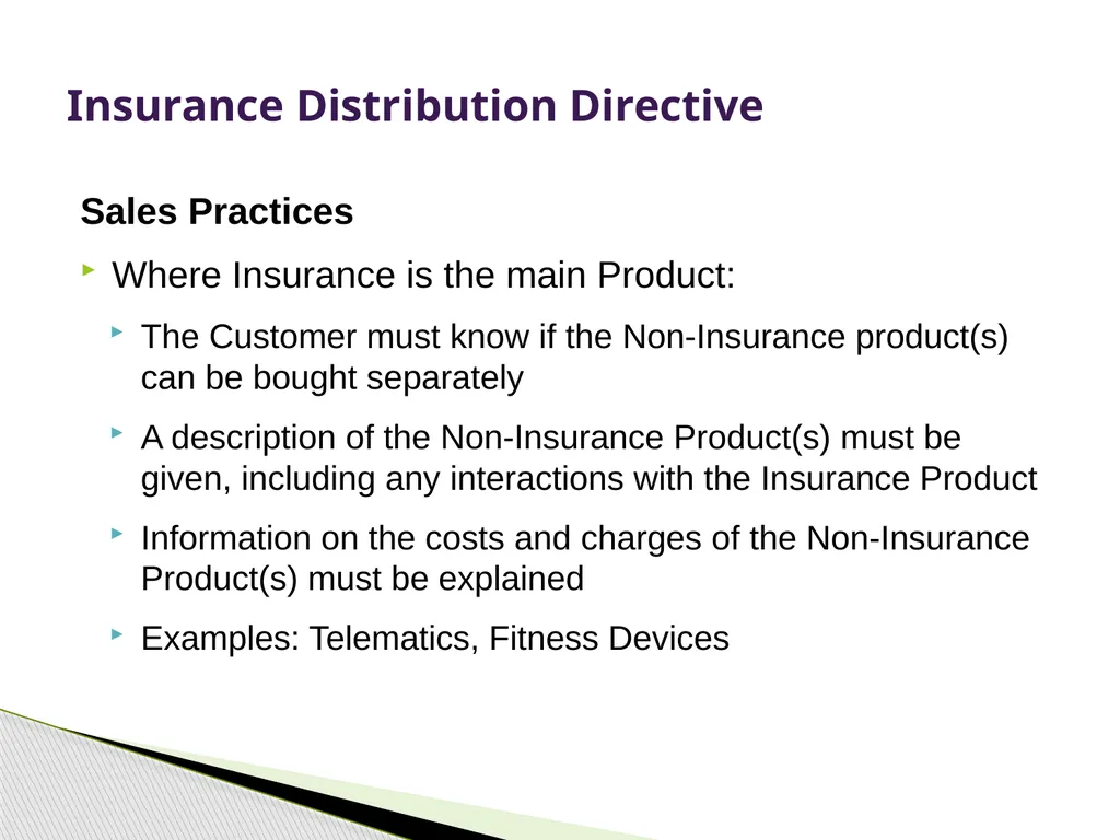Insurance Distribution Directive Alan Chandler, - slide 39 of 44