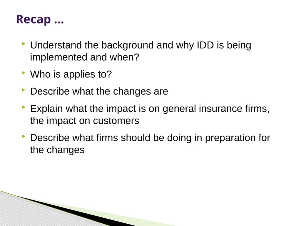Insurance Distribution Directive Alan Chandler, - slide 42 of 44
