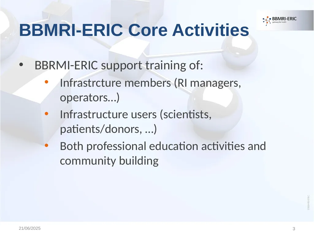 Educational & Training Activities of BBMRI-ERIC - slide 3 of 17