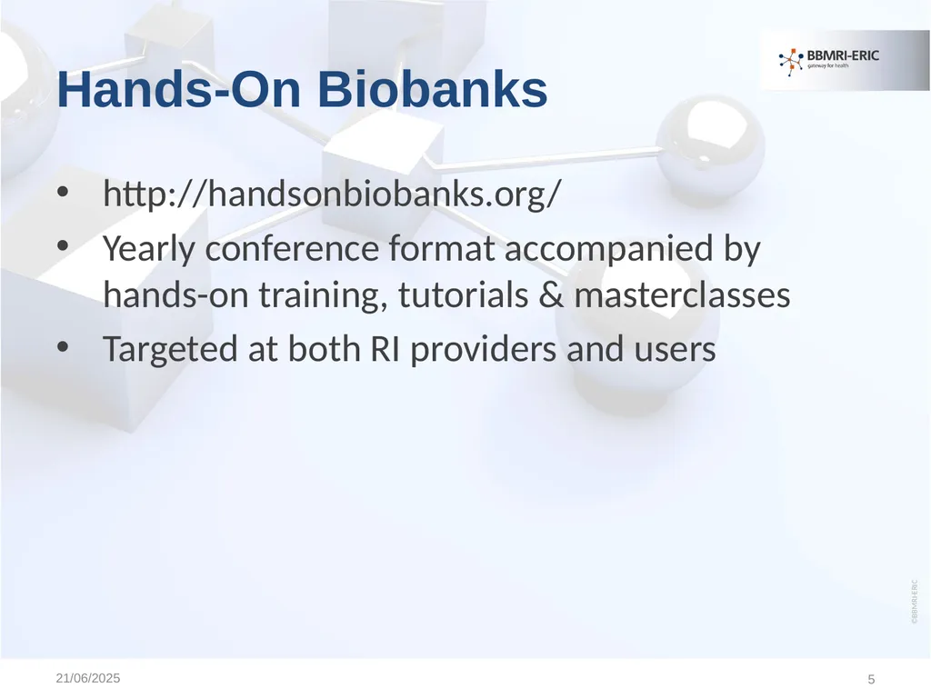 Educational & Training Activities of BBMRI-ERIC - slide 5 of 17