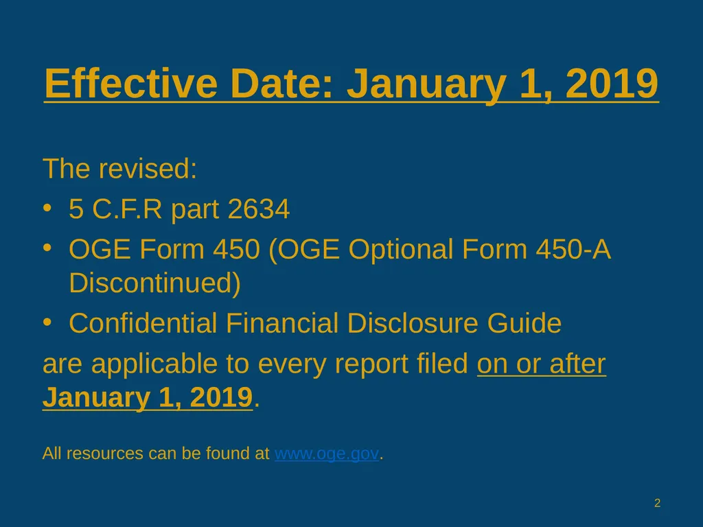 Changes to Confidential Financial Disclosure - slide 2 of 29