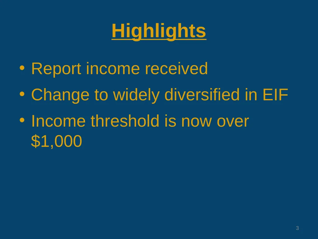 Changes to Confidential Financial Disclosure - slide 3 of 29