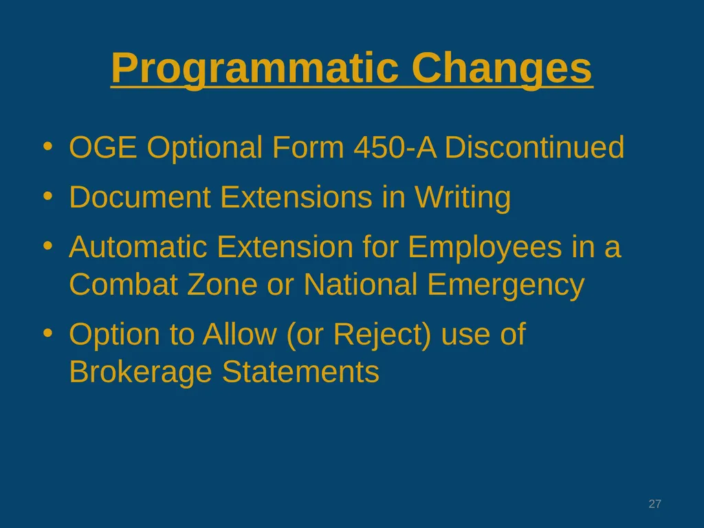 Changes to Confidential Financial Disclosure - slide 27 of 29