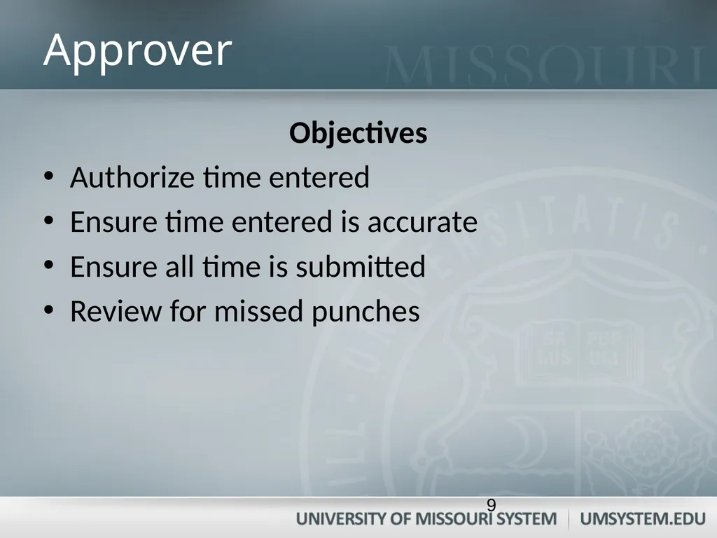 Entering, Approving, and Reconciling Payroll- Time - slide 9 of 40