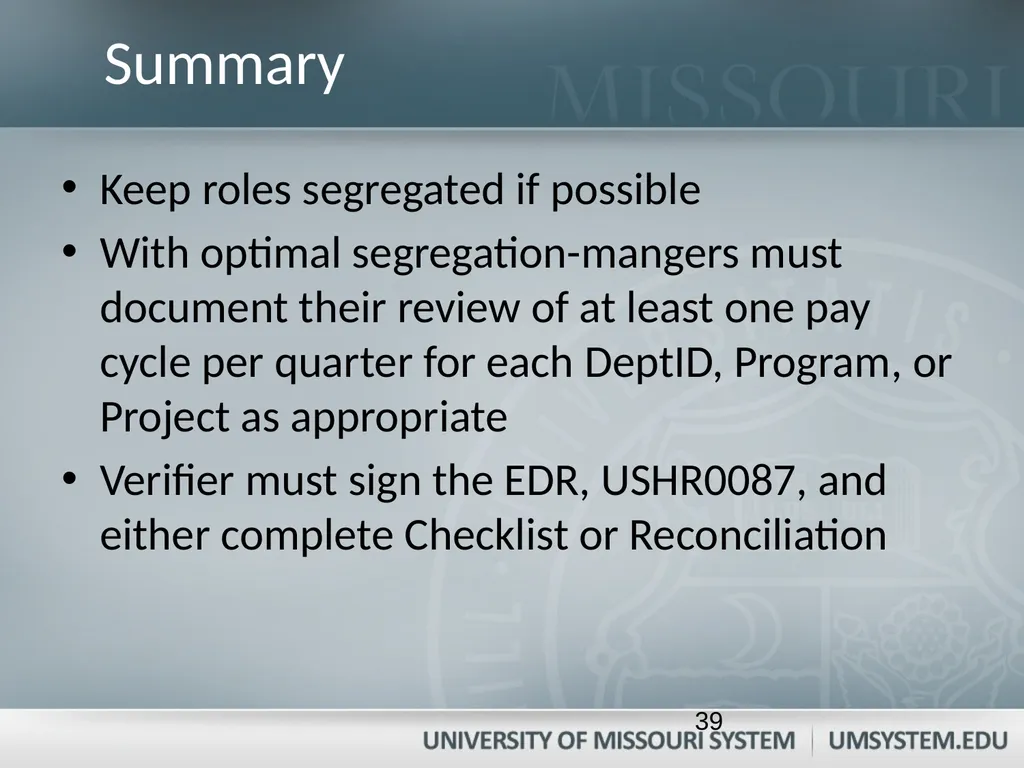 Entering, Approving, and Reconciling Payroll- Time - slide 39 of 40