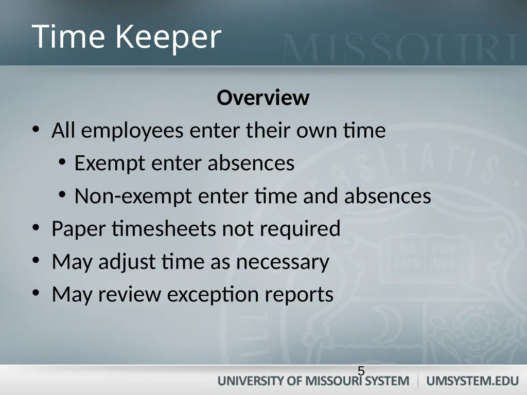 Entering, Approving, and Reconciling Payroll- Time - slide 5 of 40