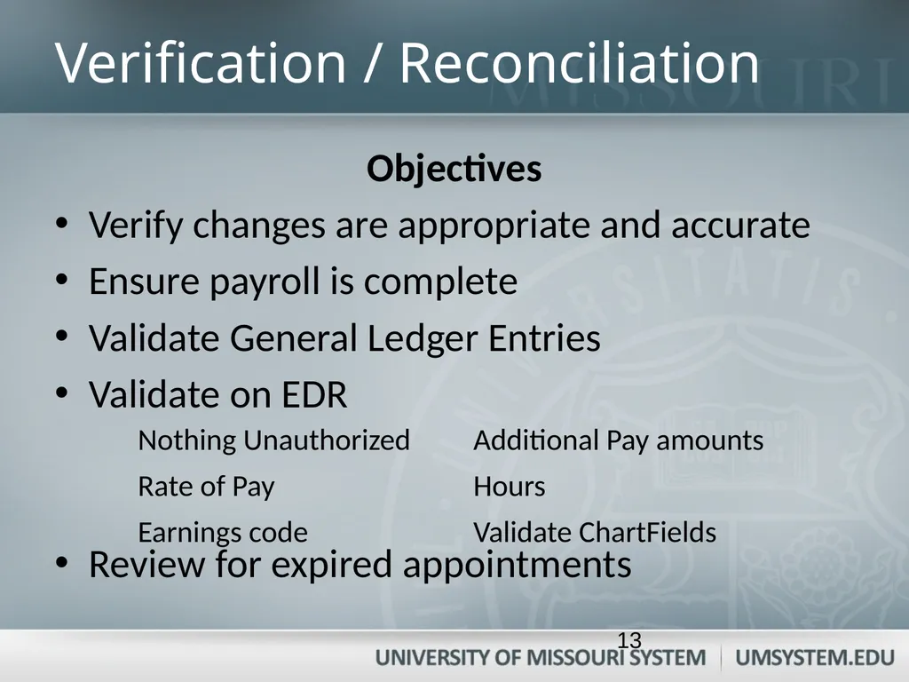 Entering, Approving, and Reconciling Payroll- Time - slide 13 of 40