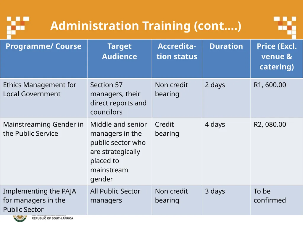 PALAMA Training Programmes and Courses - slide 11 of 21