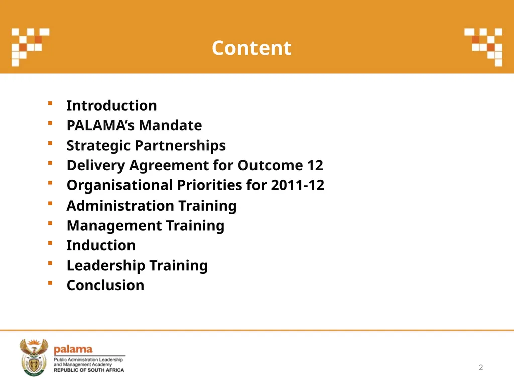 PALAMA Training Programmes and Courses - slide 2 of 21