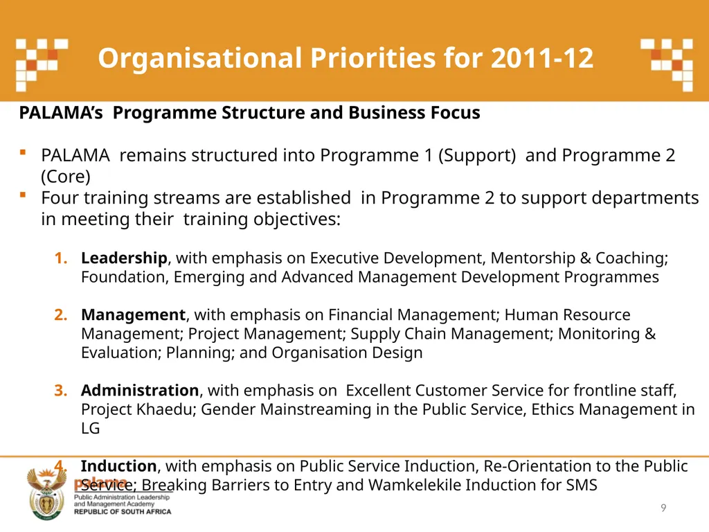 PALAMA Training Programmes and Courses - slide 9 of 21