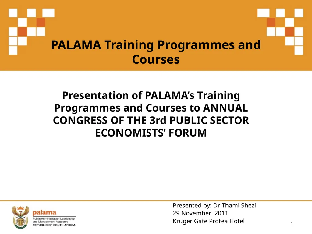 PALAMA Training Programmes and Courses - slide 1 of 21