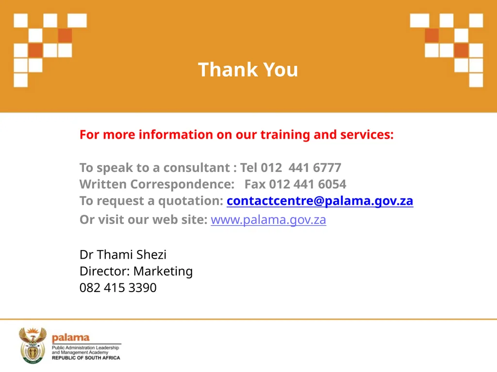 PALAMA Training Programmes and Courses - slide 21 of 21