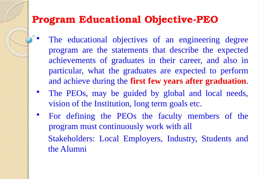 Key Components of OBE and Accreditation - Vision, - slide 13 of 61