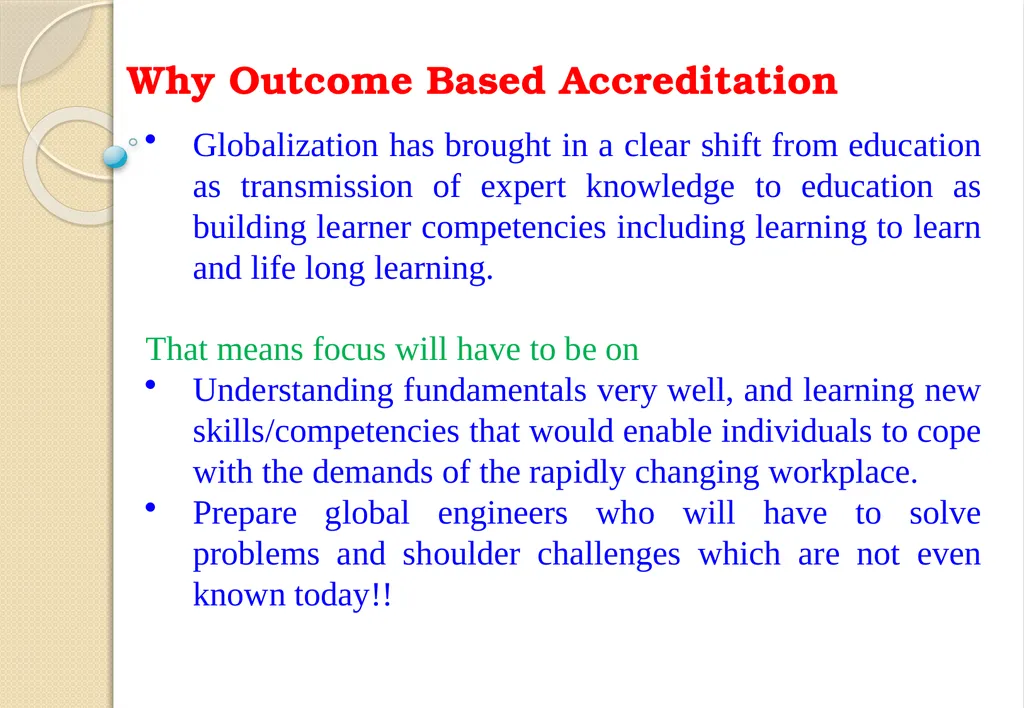 Key Components of OBE and Accreditation - Vision, - slide 3 of 61