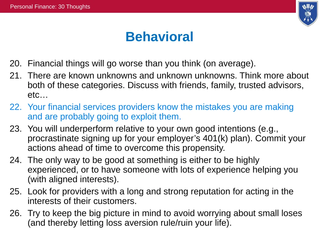Personal Finance: “30” Thoughts David Laibson - slide 14 of 17