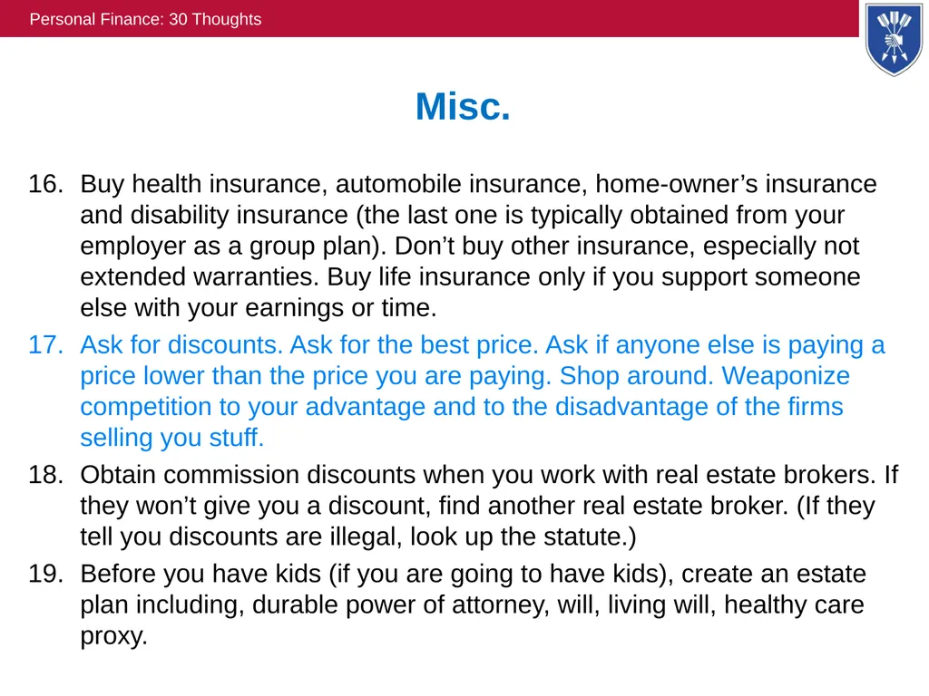 Personal Finance: “30” Thoughts David Laibson - slide 13 of 17