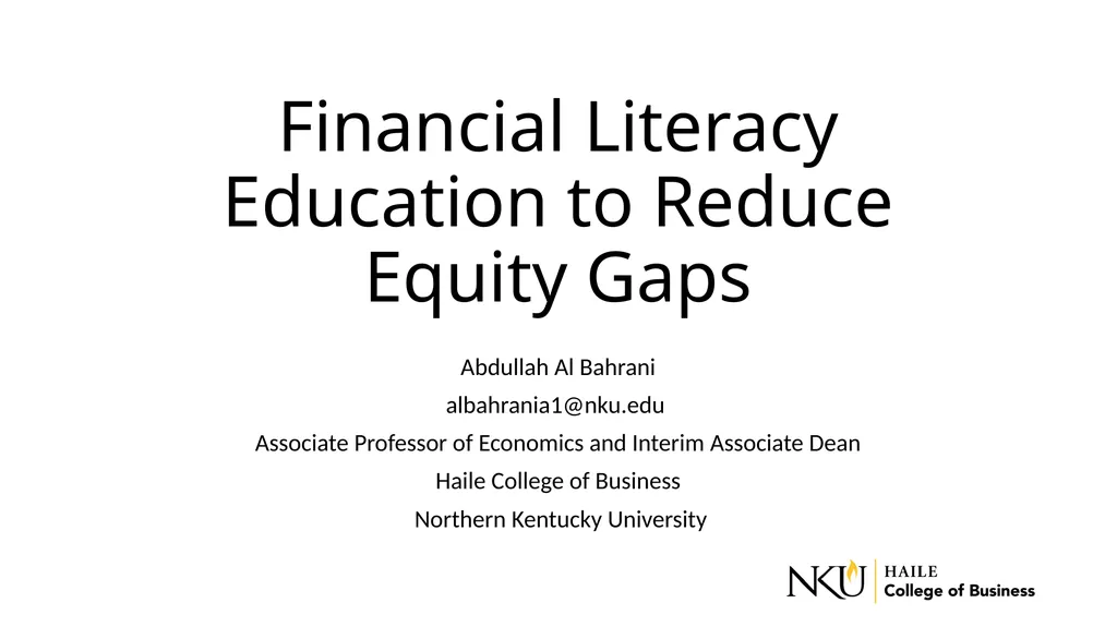 Financial Literacy Education to Reduce Equity Gaps