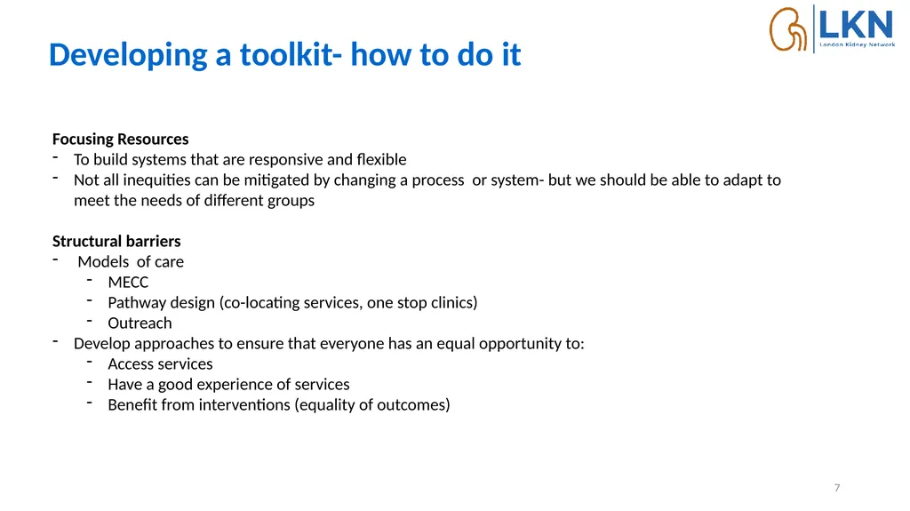 Developing toolkits to embed equity in quality - slide 7 of 15
