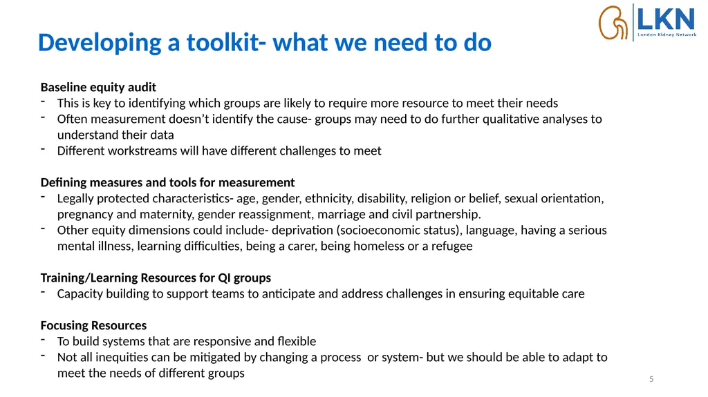 Developing toolkits to embed equity in quality - slide 5 of 15