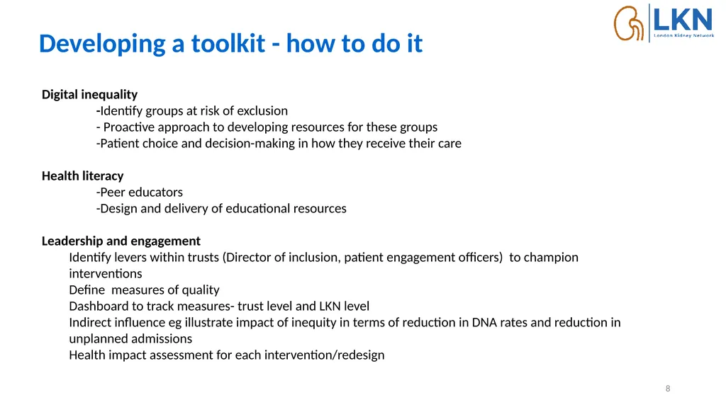 Developing toolkits to embed equity in quality - slide 8 of 15