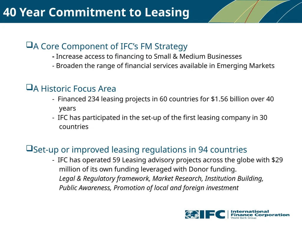 IFC Experience in Leasing Presentation at the 5th - slide 2 of 9