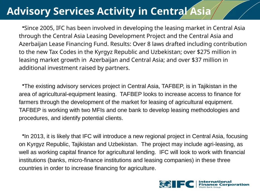 IFC Experience in Leasing Presentation at the 5th - slide 9 of 9