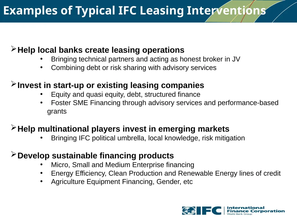 IFC Experience in Leasing Presentation at the 5th - slide 4 of 9