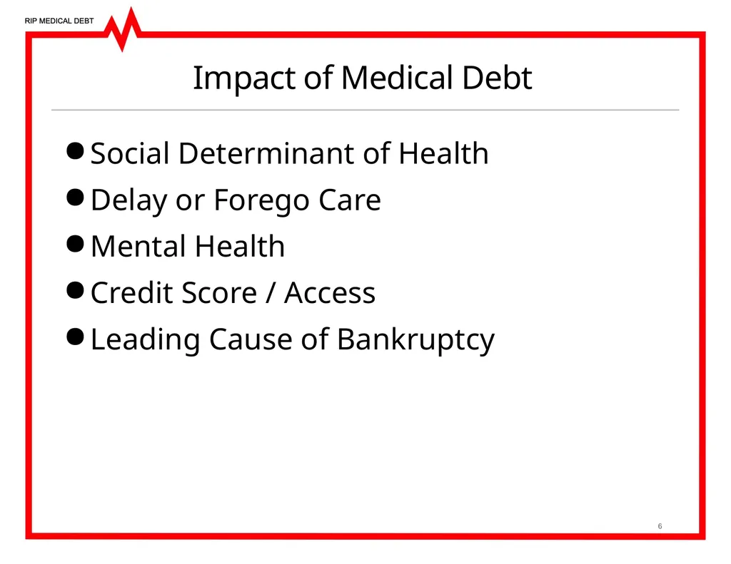 RIP Medical Debt’s Mission Medical debt is a - slide 6 of 25