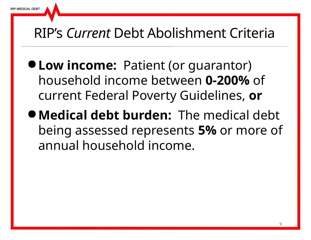 RIP Medical Debt’s Mission Medical debt is a - slide 9 of 25