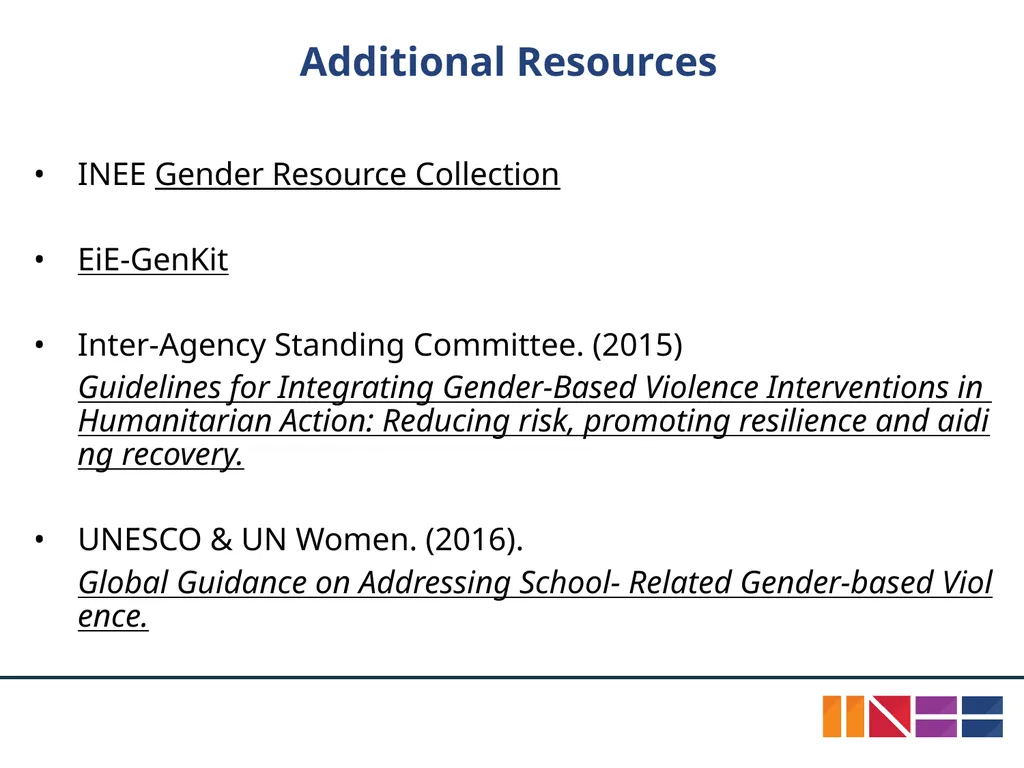 INEE Guidance Note on Gender: Gender Equality in - slide 15 of 17
