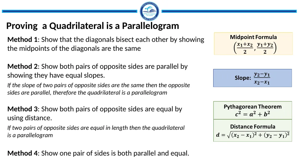 Topic 4 Quadrilaterals and Coordinate Proof - slide 12 of 15