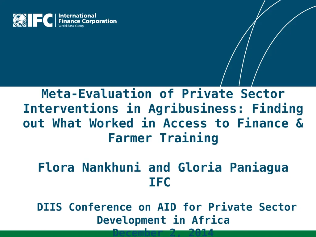 Meta-Evaluation of Private Sector Interventions in - slide 1 of 25