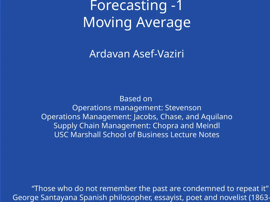Chapter 7 Demand Forecasting in a Supply Chain