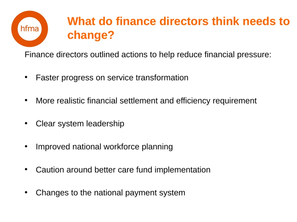 HFMA NHS Financial Temperature Check Finance - slide 29 of 35
