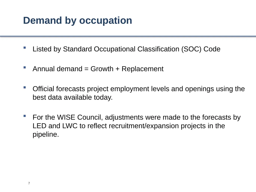 Occupational Forecasting Occupational projections - slide 7 of 14