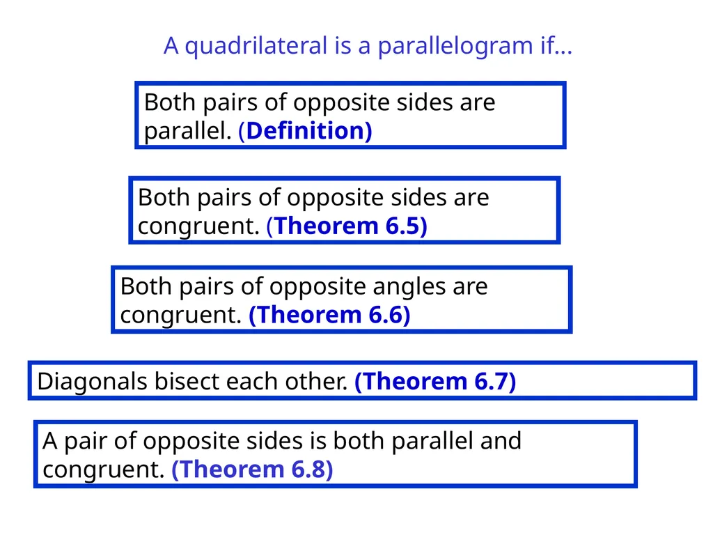 Parallelograms Quadrilaterals are four-sided - slide 7 of 19