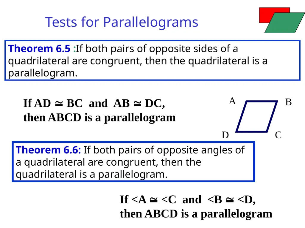 Parallelograms Quadrilaterals are four-sided - slide 5 of 19