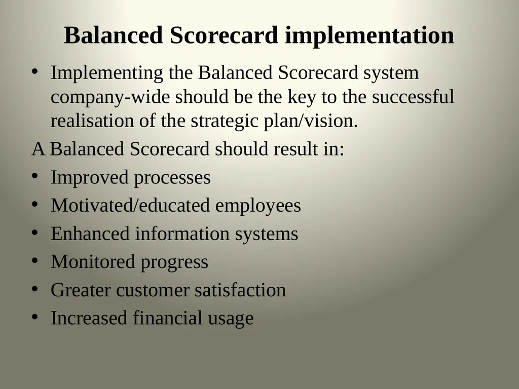 Balanced Scorecard & HR ScoreCard Balanced Score - slide 8 of 36